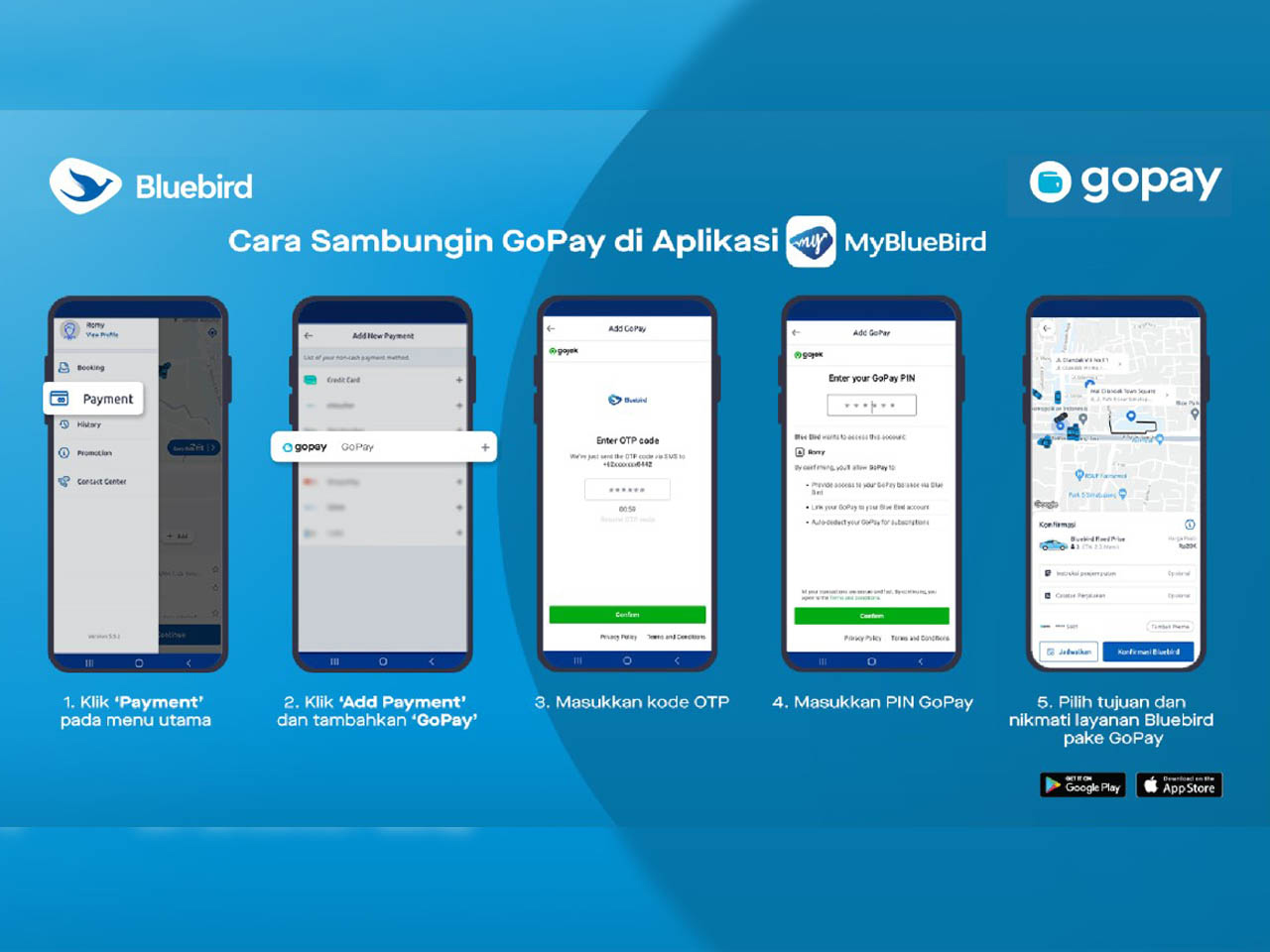 ﻿GoPay Kini Jadi Opsi Pembayaran di Aplikasi MyBluebird, Lebih Aman Kala Bepergian Selama Pandemi