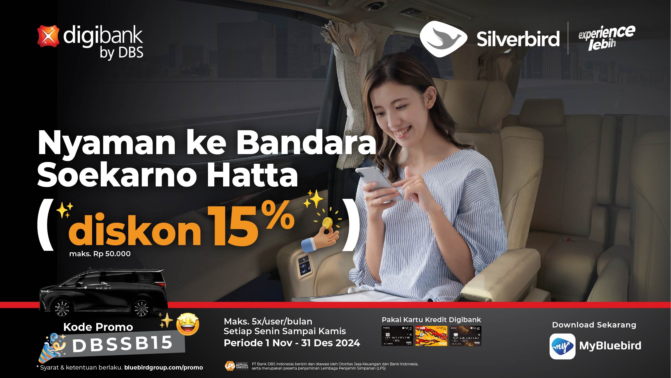 Comfortable to Soetta Airport by Silverbird, 15 Discount Up to IDR